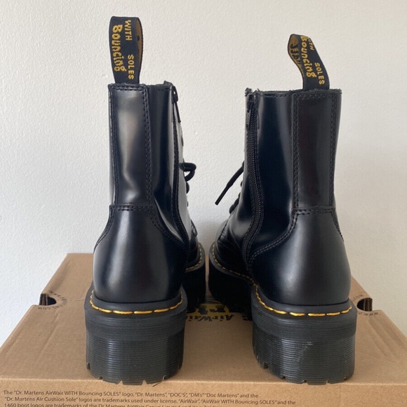 Dr. Martens Jadon Platform Leather Women's Boot - Black Polished Smooth Size US7 - Picture 7 of 10